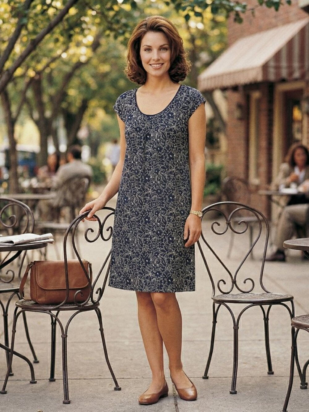 Lauren Ralph Lauren Women Small Dress Navy Cotton Floral T-Shirt Timeless Preppy